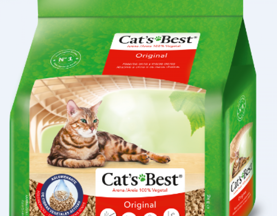 JRS Iberíca desarrolló hace 25 años Cat´s Best como una arena 100% vegetal y 100% biodegradable para los areneros de los gatos.