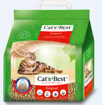 JRS Iberíca desarrolló hace 25 años Cat´s Best como una arena 100% vegetal y 100% biodegradable para los areneros de los gatos.