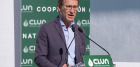 Feijóo durante el acto en Caldas de Reis.