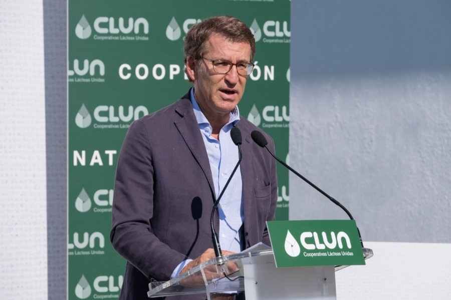 Feijóo durante el acto en Caldas de Reis.