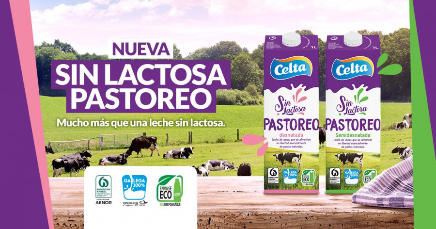 Packaging de la nueva Leche Celta sin lactosa.