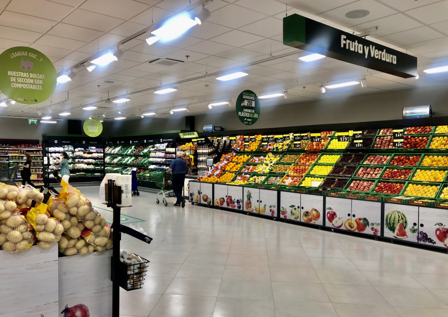 Así luce la sección de frutas y verduras del renovado Mercadona.