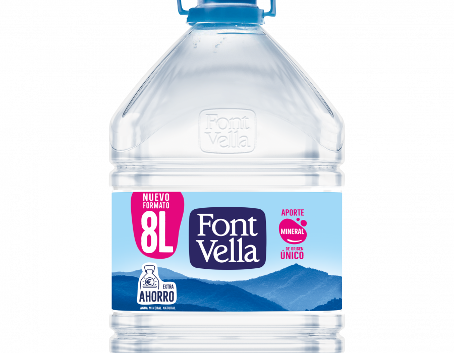 Font Vella 8L es agua mineral natural del manantial de Sant Hilari Sacalm (Girona) y se envasa en la planta que la marca posee en esa localidad.