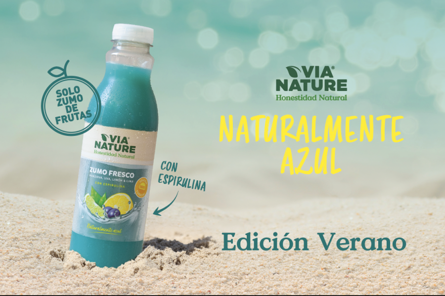 El zumo azul de Via Nature puede adquirirse en la zona de refrigerados de grandes superficies, supermercados y tiendas de proximidad de toda España.