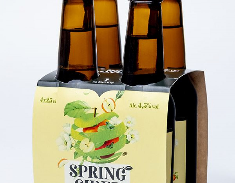 Nueva Spring Cider en formato pack de cuatro botellines y sabor manzana.