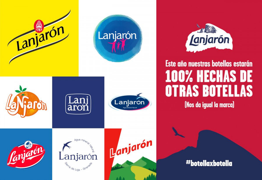 Bajo el movimiento #BotellaxBotella, que cuenta con una campaña en redes sociales, las marcas hablan a la gente con su imagen customizada con el logo de Lanjarón.
