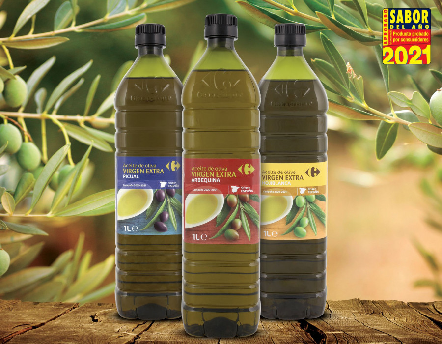 Gama de Aceites de Oliva Vírgen Extra Monovarietales Carrefour Campaña 2020-2021.