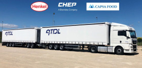 Las dos empresas comparten un duo-trailer en la ruta entre Madrid y Cataluña, ahorrando hasta 115 toneladas de emisiones de dióxido de carbono al año.