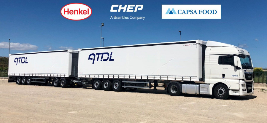Las dos empresas comparten un duo-trailer en la ruta entre Madrid y Cataluña, ahorrando hasta 115 toneladas de emisiones de dióxido de carbono al año.