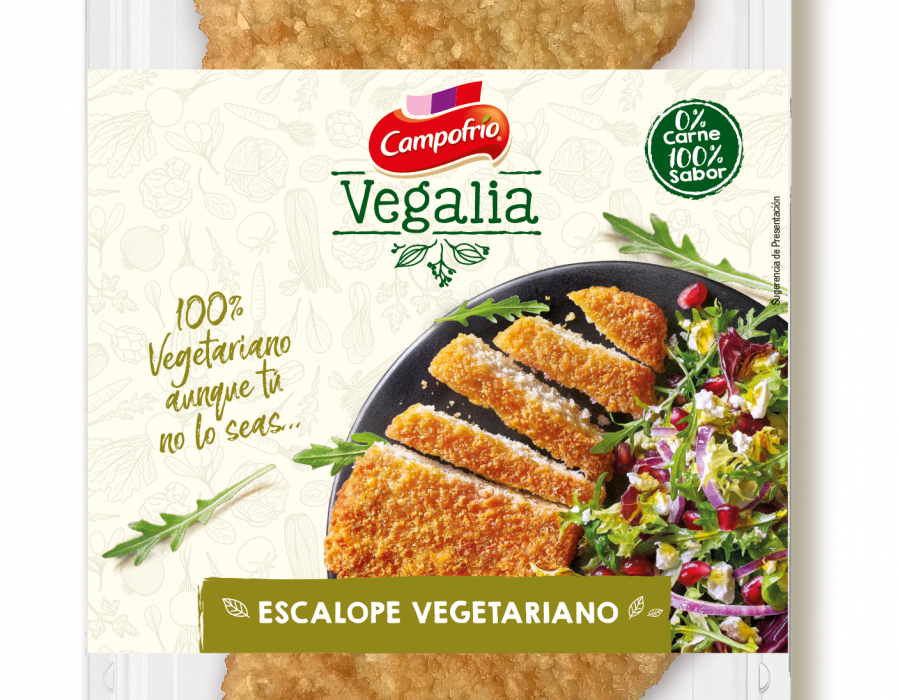 Nuevo escalope vegetariano, plato a base de protenía vegetal que se muestra como una opción ideal tanto como plato principal, como para trocear y añadir a otros platos como las ensaladas.
