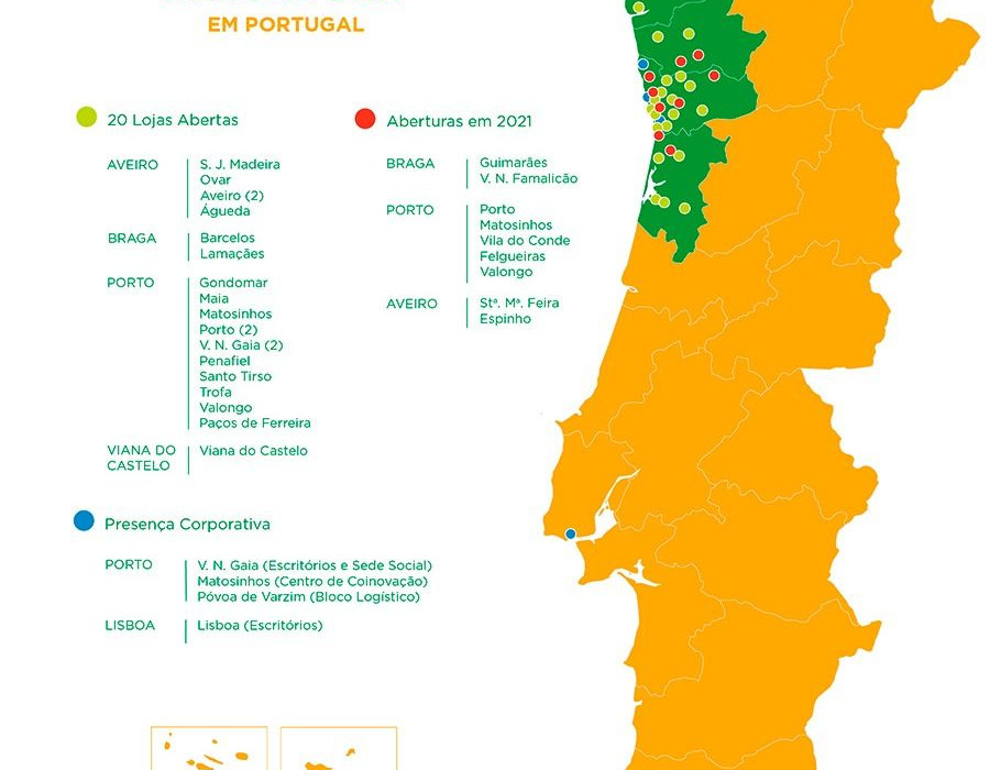 Tras cerrar 2020 con 20 tiendas en Portugal, las nuevas aperturas siguen revelando la fuerte apuesta asumida en este país.