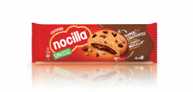 Se trata de unas galletas con un relleno de Nocilla sin aceite de palma, de masa crujiente y con deliciosas pepitas por encima.