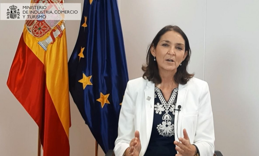 La ministra de Industria, Comercio y Turismo durante su discurso en los Premios InnovaCción 2020.