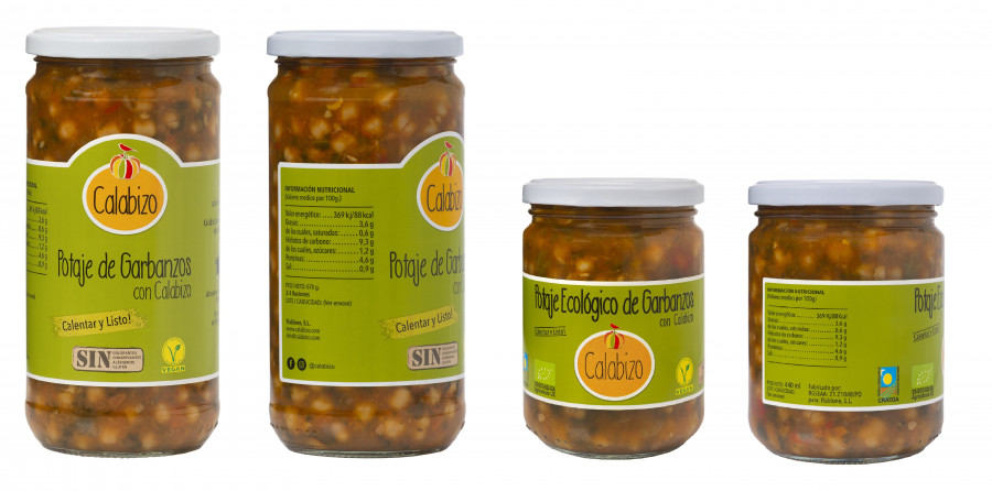Garbanzos, espinacas, cebolla, zanahoria, pimiento, tomate, ajo, aceite de oliva virgen extra, sal y calabizo (chorizo de calabaza que obtuvo el premio al producto innovador del año en 2016) son los 