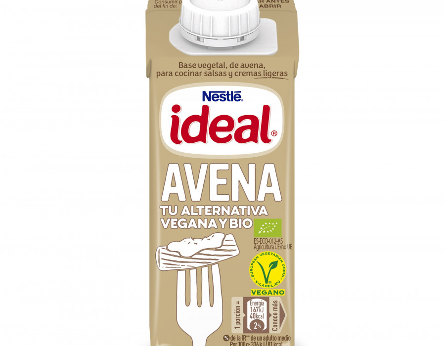 Ideal Avena cuenta con las certificaciones oficiales Bio y Vegana y se presenta en un formato brik de 204ml.
