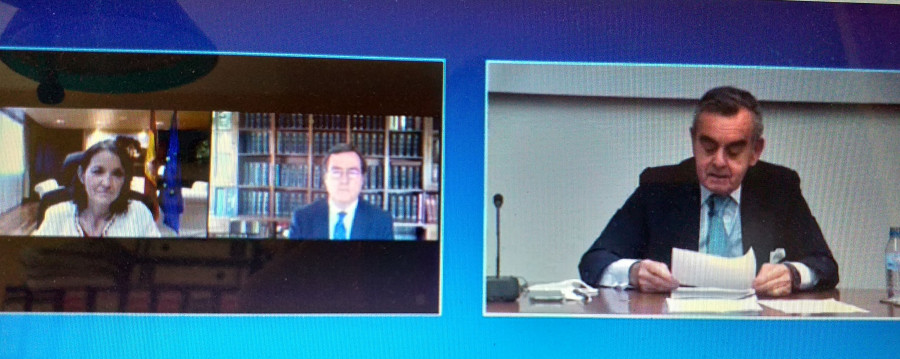 En la clausura virtual de la Asamblea Anual de Anged han participado la ministra de Industria, Comercio y Turismo, Reyes Maroto, y el presidente de Ceoe, Antonio Garamendi, junto a Alfonso Merry del V