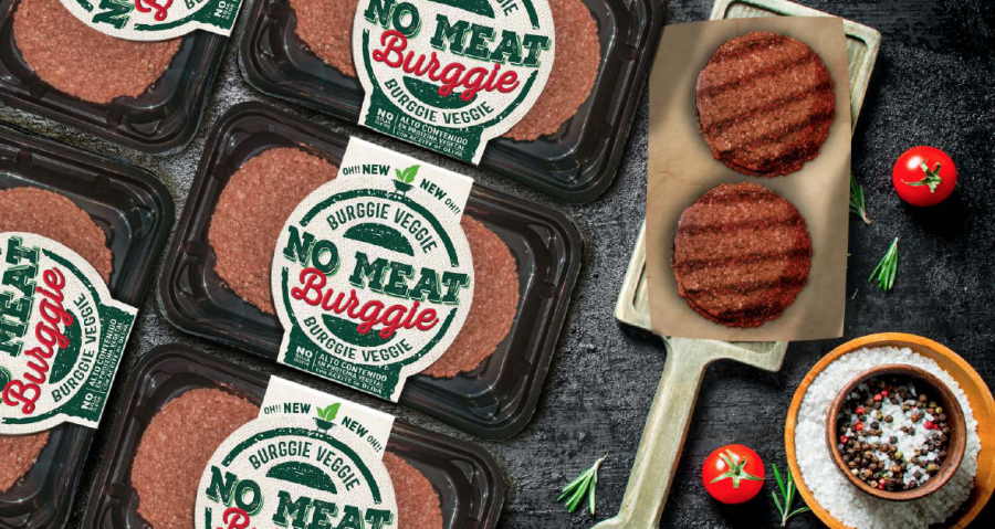No Meat Burggie está hecha a partir de aceite de oliva, proteína de guisante, sin alérgenos y con vitamina B12, y se presenta en un envase de 240 gramos que contiene dos medallones de 120 gramos ca