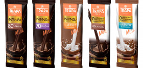 La nueva gama se compone de cinco referencias: Intenso Mini 80% cacao, Intenso Mini 70% cacao, Intenso Mini con leche, 0% azúcares añadidos Mini 80% cacao y 0% azúcares añadidos Mini con leche.