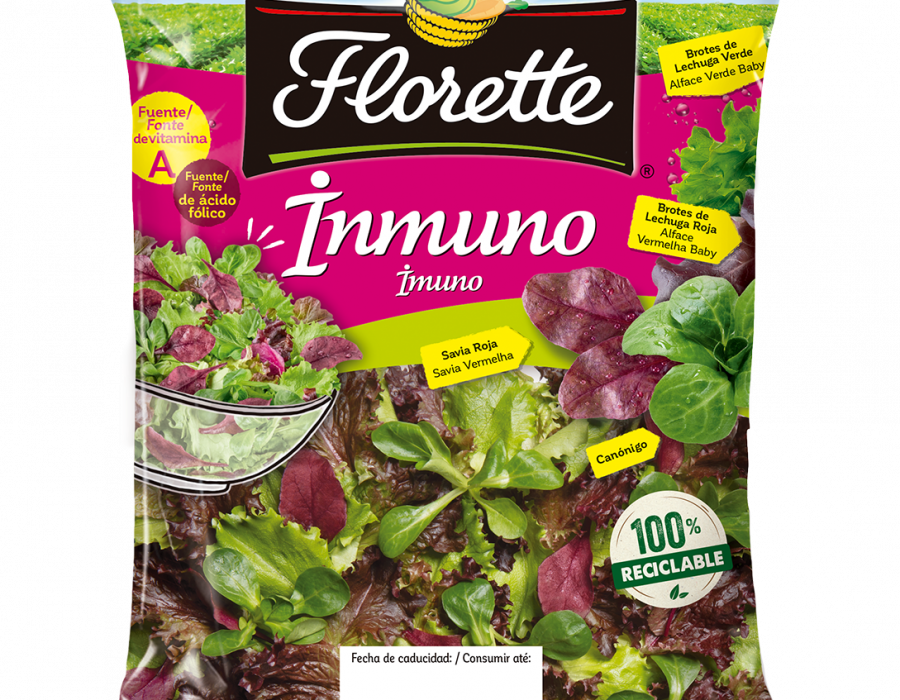 Florette ha lanzado su nueva ensalada Inmuno, elaborada con brotes frescos y tiernos canónigo, lechuga verde y roja y savia roja, pensada para fortalecer el sistema inmune.