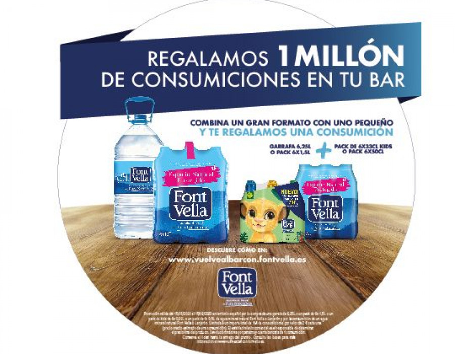Font Vella ha puesto en marcha una web donde el consumidor podrá introducir el ticket de compra de Font Vella y el del local donde ha consumido el agua mineral para recibir un reembolso de dos euros.