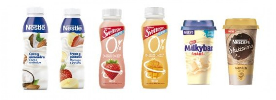 Entre las novedades destacan los nuevos Sveltesse sabor fresa y mango, los yogures líquidos Nestlé sabor fresa y plátano y coco y almendras, el nuevo Nescafé Shakissimo Vainilla y el recién incor