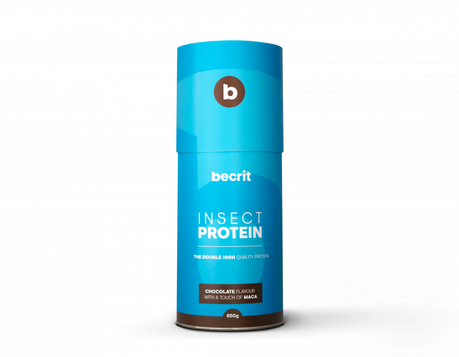 Nuevo batido de Becrit con proteína de insecto, sin lactosa y sin azúcares, sabor chocolate con maca.