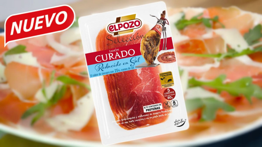 El nuevo jamón curado en lonchas de El Pozo tiene un 25% menos de sal y se presenta en un envase de 80 gramos.