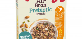 Nuevos All-Bran Prebiotic de Kelloggs de la variedad de almendras y pipas de calabaza.