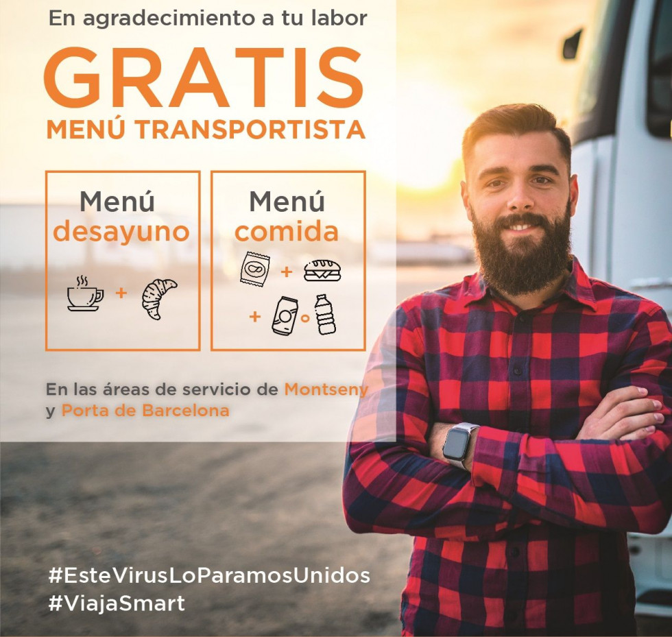 Ofrecen de forma gratuita dos opciones de menú, desayuno o comida, a los conductores, que se preparan en las áreas de servicio de Areas.