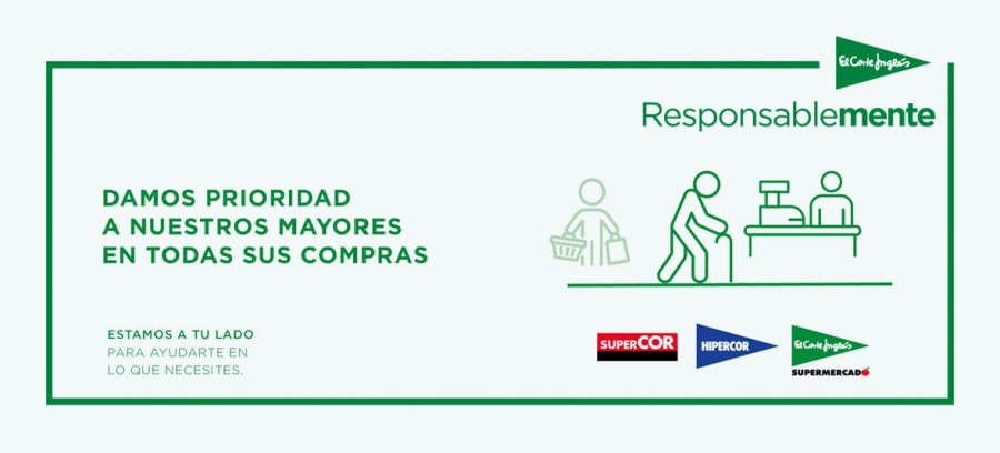 Las personas de más de 65 años tendrán acceso preferente al establecimiento comercial durante la primera hora de apertura, es decir, de 9 a 10 en supermercados Supercor, y de 10 a 11 en centros de 