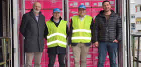 Desde la izquierda: Alessandro Dalpiaz (Assomela), Peter Runggatscher (Servicio  Fitosanitario, Administración de la Provincia de Bolzano), Klaus Hölzl (Gerente de Ventas de VOG), Alex Mair (Gerente