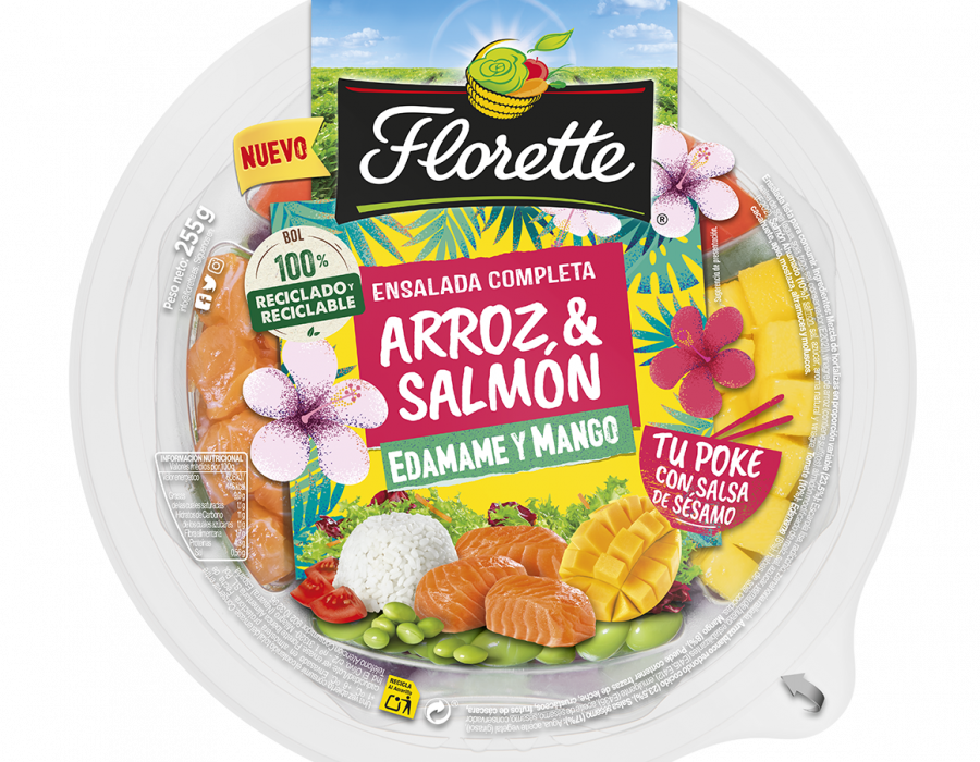 El nuevo lanzamiento de la empresa navarra incluye salmón marinado, mango, edamame y tomate con una base de vegetales frescos y arroz.