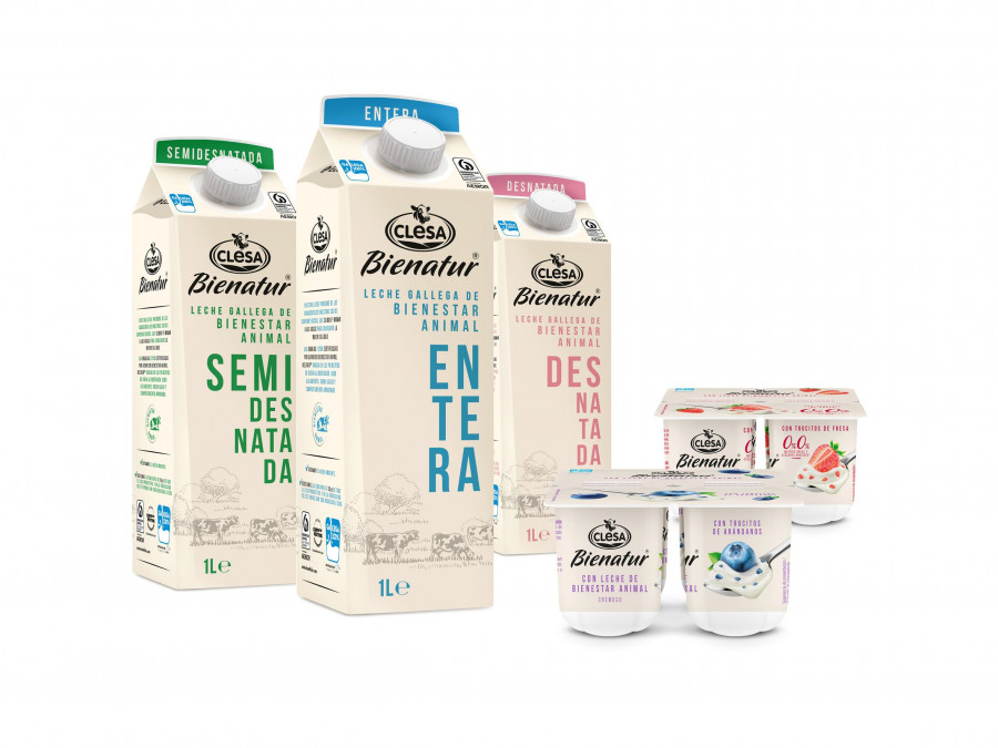 La leche cuenta con tres variedades clásicas: Entera, Semidesnatada y Desnatada, además de Semidesnatada y Desnatada Sin Lactosa por su parte,  Los yogures “Clesa Bienatur” serán naturales, con