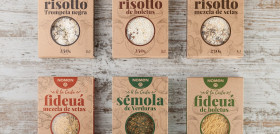 Este nuevo producto de Nomen llega con seis recetas diferentes: risotto trompeta negra, risotto de boletus, risotto mezcla de setas, fideuá de boletus, fideuá mezcla de setas y una sémola de verdur