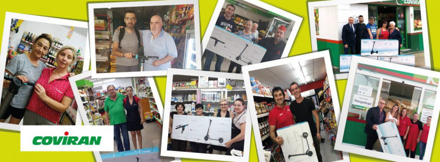Algunos de los agraciados en la entrega del monopatín.