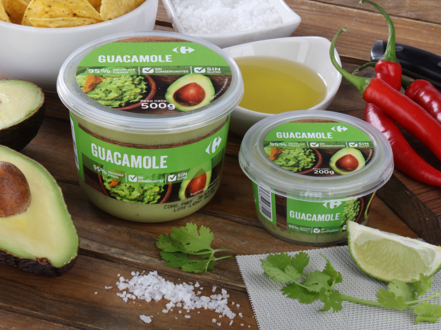 Nuevo guacamole Carrefour sin conservantes, sin gluten y con un 95% de aguacate.
