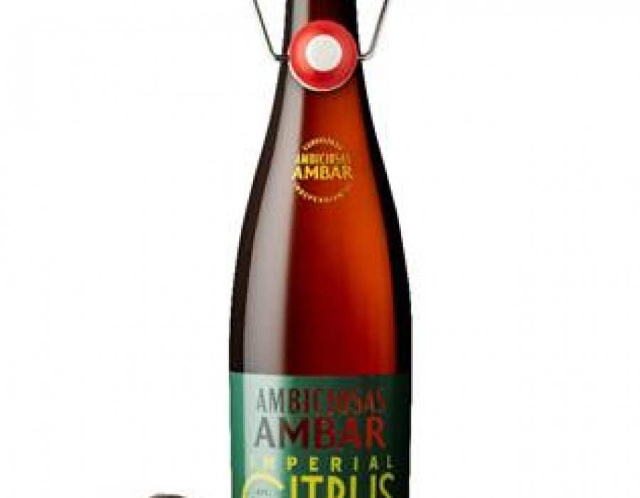 Botella de 50 cl de Ambar Imperial Citrus. Esta cerveza tiene 6,0% vol. y un PVP de 3,15 euros.