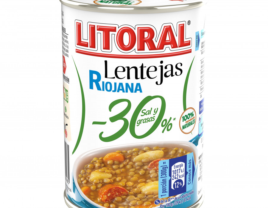 Nuevas Lentejas Riojana Litoral con un 30% menos de sal y grasas.
