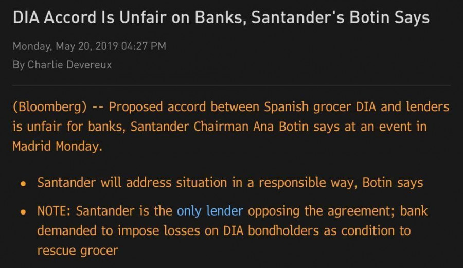 Pantallazo del tuit compartido por Ana Botín en su cuenta para comunicar el acuerdo de Banco Santader y Letterone que despeja el futuro de Grupo DIA.