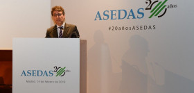 El secretario general de Agricultura y Alimentación señalando que Asedas en sus 20 años de actividad ha consolidado un modelo de comercio de proximidad equilibrado e integrador, accesible y capaz d