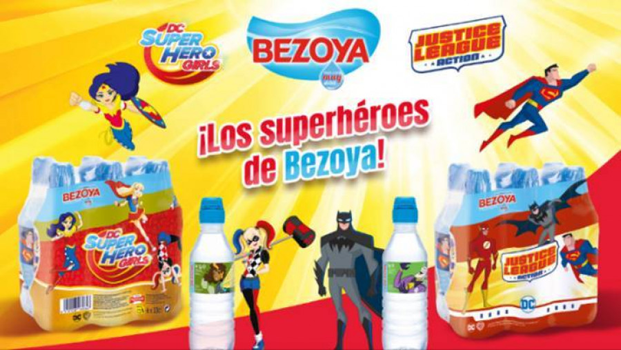 Bezoya ha adquirido la licencia de los Superhéroes de DC  más exitosos de las películas animadas, para incluirlo en las etiquetas de sus botellas de 330 ml tapón sport.