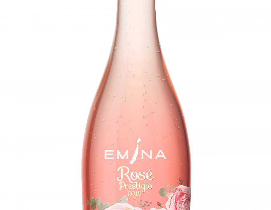 La gama se completa con Emina Rosé Prestigio que llama la atención por la estética femenina de su botella.