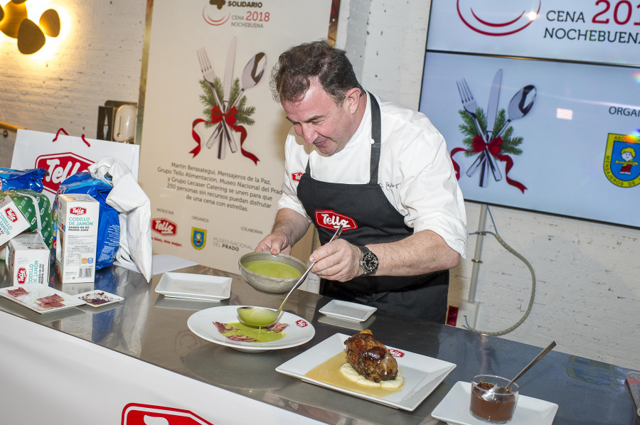 El Menú Solidario Tello ha sido realizado con productos la marca y su receta ha sido elaborada por Martín Berasategui, chef 10 Estrellas Michelin.