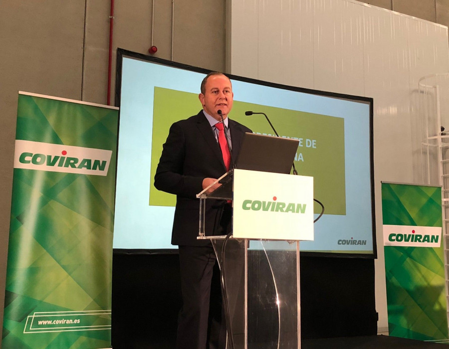 Luis Osuna, presidente de Covirán, durante el acto inaugural.