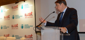 El ministro de Agricultura, Pesca y Alimentación, Luis Planas, durante la presentación del Barómetro Anice-Cajamar de la industria cárnica española.