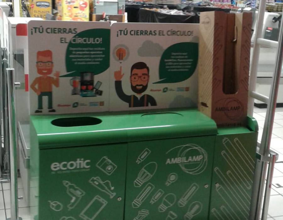 Los contenedores de recogida selectiva se han instalado en 60 ecoparques presentes en supermercados Alcampo y Simply distribuidos por toda España.