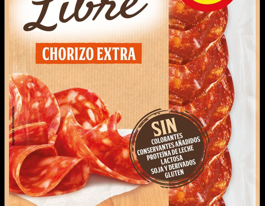 Las nuevas referencias son fuet y lonchas de chorizo 100% libres de colorantes, conservantes añadidos, proteína de leche, lactosa, gluten, soja y derivados.
