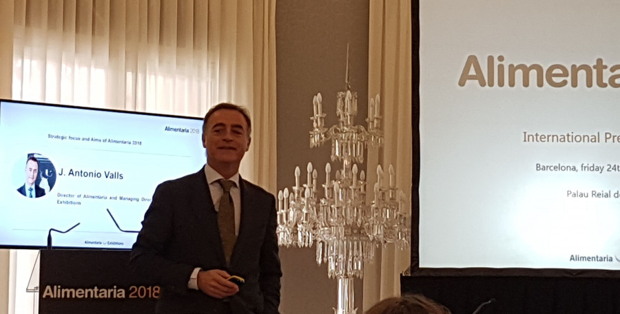 J. Antonio Valls, director general de la feria, durante la presentación internacional del certamen que tuvo lugar en el Palau Reial de Pedralbes de Barcelona.