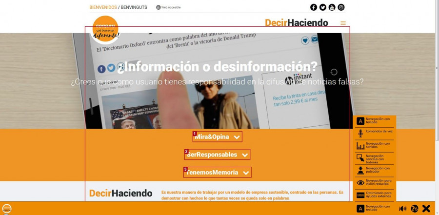 Consumo da un paso más en su política de responsabilidad social, integrando una herramienta para mejorar la navegación de personas con diferentes capacidades.