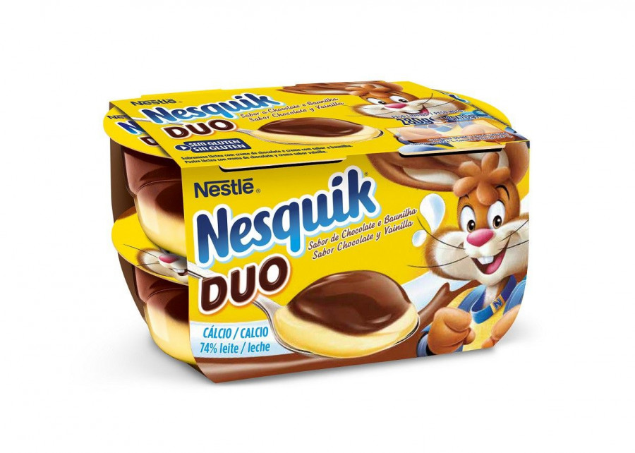 Nesquik Dúo combina una capa de chocolate y otra de vainilla.